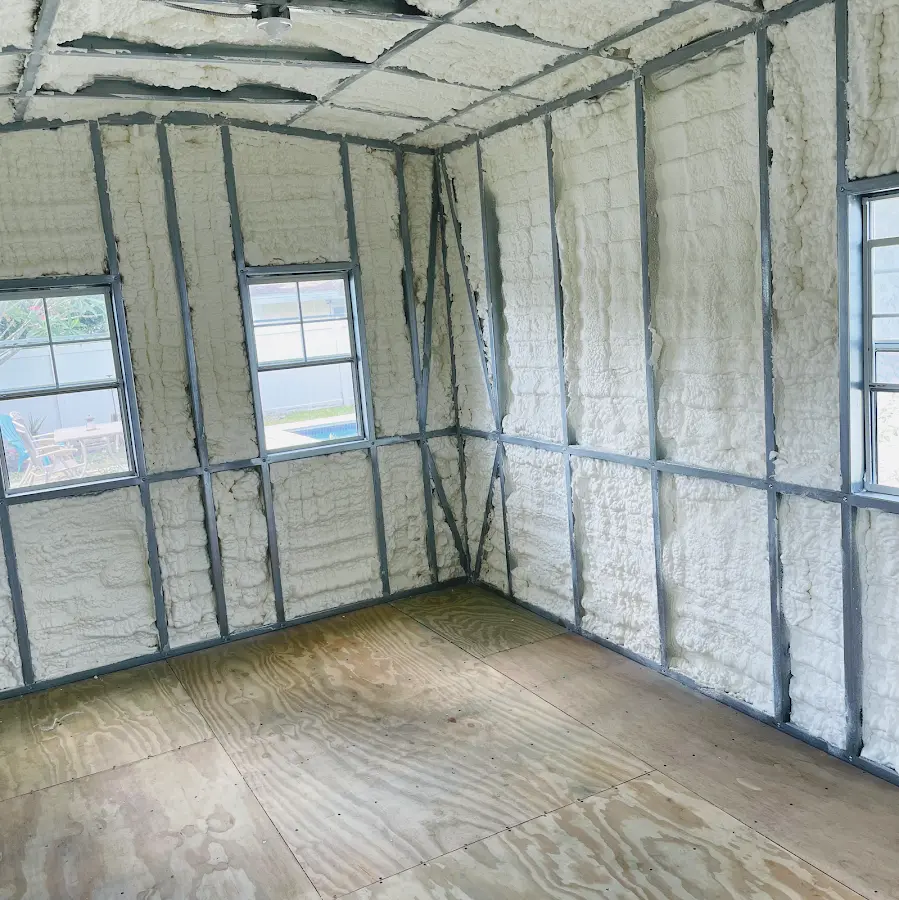 Closed-cell spray foam insulation applied to wall cavities in a residential project in Mullica
